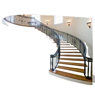 China Modern Easily Installed Curved Wooden Stair Tread Curved Stairs for sale