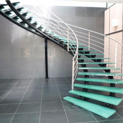 China Modern Modern U Shape Straight Gradibus Staircase Tempered Glass Balustrade Staircase For Home Use for sale