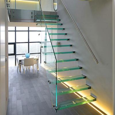 China Modern Staircase Ideas with Floating Glass Enclosure Staircase for sale