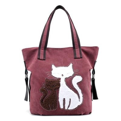 China 2022 Vintage Women's Tote Bag Canvas Handbag Fashion Wholesale High Quality Canvas Tote Bag for sale