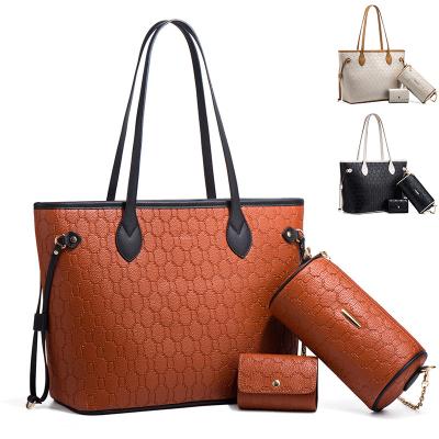 China 3 Piece Women's Large Waterproof PU Leather Tote Bag Fashion Handbag Sets, Shoulder Bags Set, Purse for sale