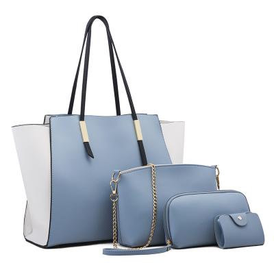 China 2022 Fashion PORTABLE Trendy Women's Handbag Set PU Leather Shoulder Bag Clutch Bag Purse and Clamp Combined for sale