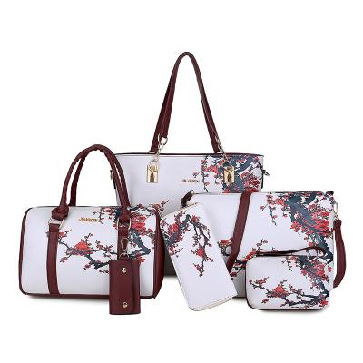 China 2022 Water Resistant Fashion China Style Large PU Leather Tote Bag Set Handbag Messenger Bag Set for sale