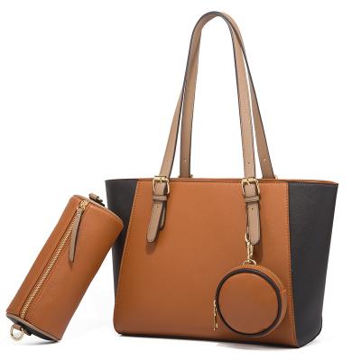 China Wholesale 3pcs/set Luxury Water Resistant Shoulder Bags Ladies Handbags Set Leather Tote Bag for sale