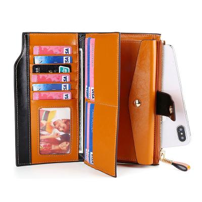 China Fashion Genuine Leather RFID Blocking Wallet Women Wallet Long Wallet for sale