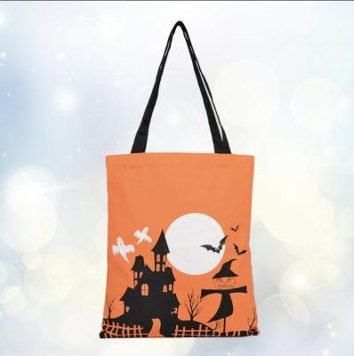 China Custom Logo-printed Folding Cotton Canvas Gift Bag Halloween Party Oriented Tote Bag Custom Canvas Oriented Bag for sale