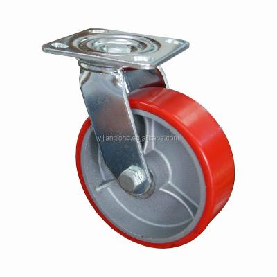 China Heavy Duty Olyurethane Tread Cast Iron Caster Caster Swivel Caster Trolley Wheels for sale