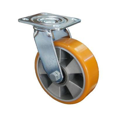 China Heavy Duty Industrial Polyurethane Tread Cast Iron Casters Casters Polyurethane Tread Aluminum Core Casters for sale