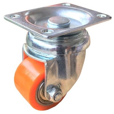 China Heavy Duty 35mm 1.5 Inch Polyurethane PU Caster Steel Low Profile Steel Caster Wheel 1045 for sale