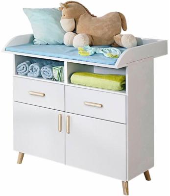 China No.3212 Modern Wooden Baby Changing Table With Storage Drawers White Nursery Cabinet for sale