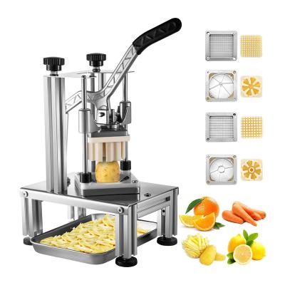 China Hot Selling Manual Photo Cutter Hotels French Fries Slicer Stainless Steel Vegetable Vegetable Cleaver With Paddle for sale