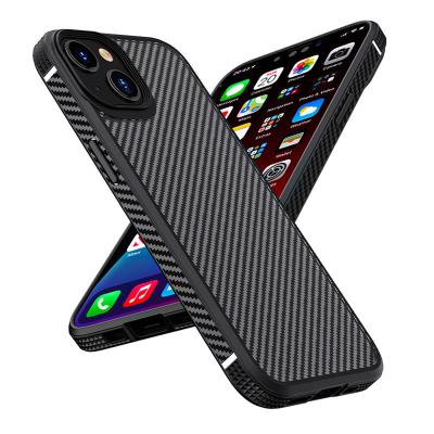 China Best Shockproof Phone Case For iPhone 13 Carbon Fiber Back Cover Anti-Slip Bumper PC Hard Case Fingerprints Free Case For iPhone 13 Pro Max for sale