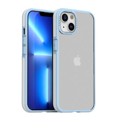 China Matte Case Fits Shockproof For iPhone 13 Blue Hybrid Bumper Skin Clear Back Case Soft Half For iPhone 13 Camera Protective Phone Case for sale