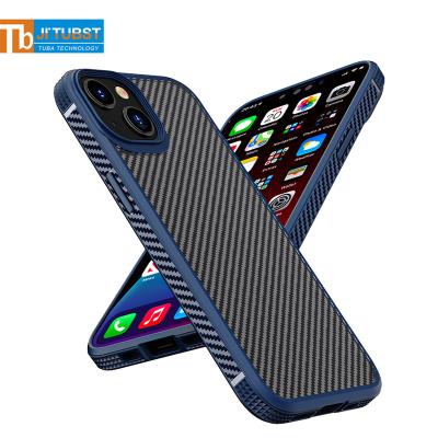 China Tuba Design Carbon Fiber Protective Shockproof Case For iPhone 13 Mini Drop Absorbent Half Clear Slim Phone Case Cover For iPhone 13 mini for sale