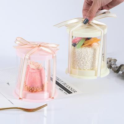 China French Baked Cake Boxes 2 Inch Round Cake Box Dessert Mousse Small Recyclable Transparent Pastry Box for sale