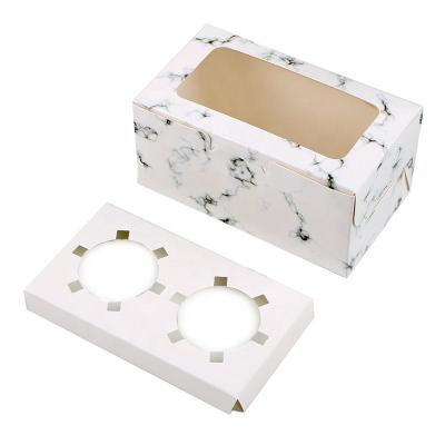 China Recyclable 2 Holes Cupcakes Paper Elegant White Paper Gift Packaging Boxes 2 Pieces for sale