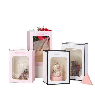 China Ins Recyclable Hot Sale Flower Bag With Window Rose Flower Package Handbag for sale