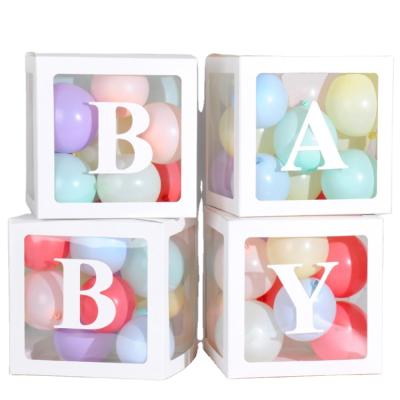 China Transparent DIY Biodegradable Alphabet Block Box Love Baby Shower Party Decorations Party Balloons Packing Box for sale