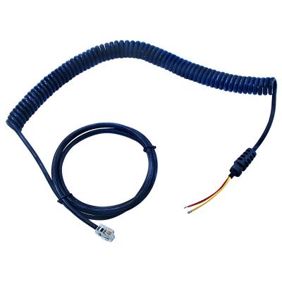 China Custom MP3/MP4 Player Spring Coil Cord RJ11 4P4C Plug Grommet Free End Data Transfer Telephone Cable for sale