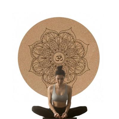 China Waterproof Natural Color Eco-Friendly Non-Slip Custom Design Meditation Large Round Fitness Viable Cork Yoga Mat for sale