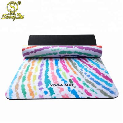 China Custom Printing Suede Good Grip Waterproof Anti Slip Tape Branded Yoga Mat for sale