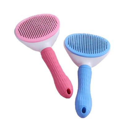 China Sustainable Pet Self Cleaning Slicker Brush, Cat Brush Grooming Tool, Cat Dog Hair Brush Grooming Comb With Self Cleaning Bottom for sale