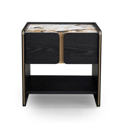 China High Quality Contemporary Wooden Bedside Table Modern Design Luxury Bedside Stand Bedroom Furniture With Chipboard Stone Top for sale