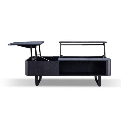 China Designer luxury minimalist wooden rectangle living room furniture modern design wooden coffee table with storage for sale