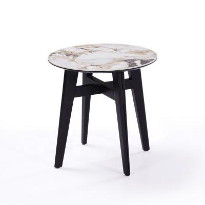 China Modern design small living room furniture side table luxury designer round chipped top end stone table for sale