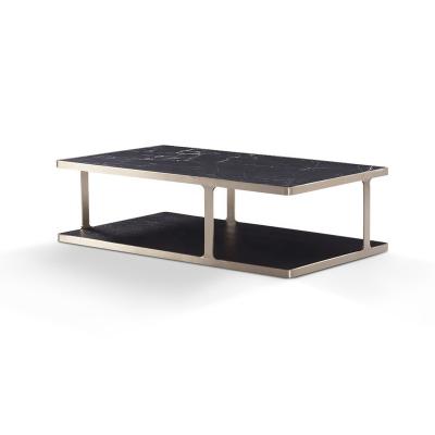 China Luxury modern stone and stainless steel coffee table design luxury italian coffee table for living room for sale