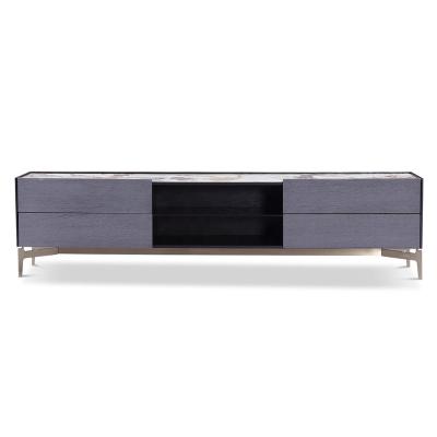 China Contemporary Luxury Modern Design Stainless Steel TV Stand Wooden Living Room Furniture Wooden TV Cabinet for sale