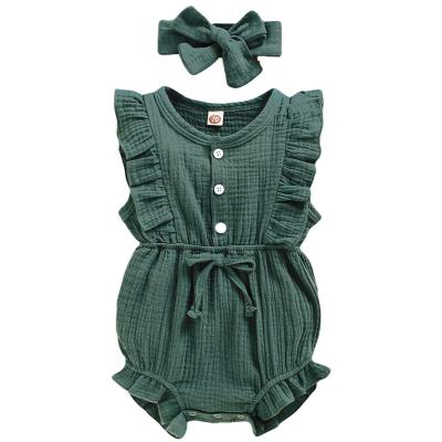 China Comfortable and Breathable Newborn Baby Clothes Rompers Lace Up Ruffle Overalls Summer Baby Romper for Babies Girl for sale