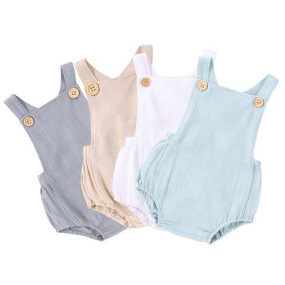 China Newborn Sleeveless Rompers Salt Solid Color Overalls Clothing Kids Summer Warm Sleeveless Rompers Baby for sale