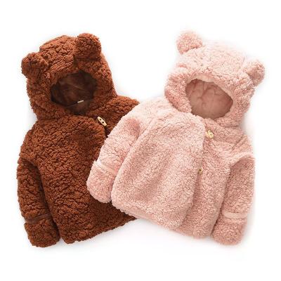 China New Autumn Winter Faux Fur Hooded Girls Clothing Baby Waterproof Clothes Outwear Kids Teddy Bear Ditch Coat Jackets for sale