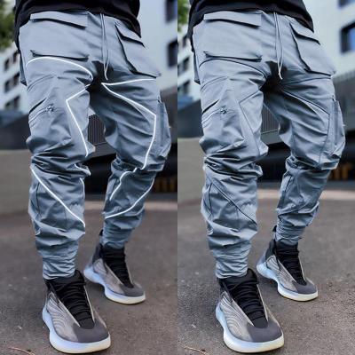 China QUICK DRY Plus Size Mens Hip Hop Cargo Pants Tactical Cargo Track Pants Black Reflective Cargo Pants With Pockets for sale