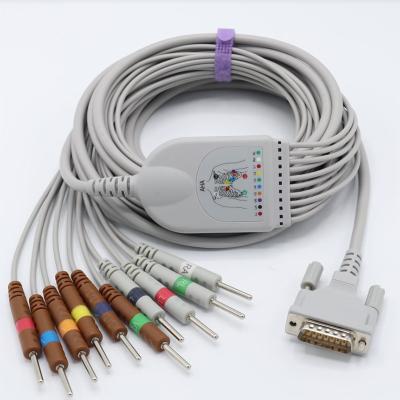 China Advances 12 Compatible Electric Patient Cable ECG 10 Far Infrared Medical ecg Cable For ECG-9110/9130/9132/ECG- 8420 Ekg Cable and Leads for sale