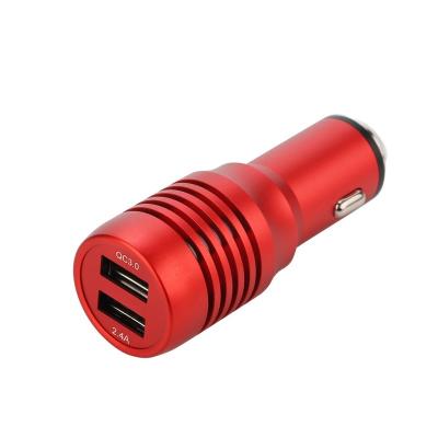 China QC 3.0 Universal USB Car Charger Dual Ports LED Screen Display Display USB Smart Fast Charger 12V-24V for sale