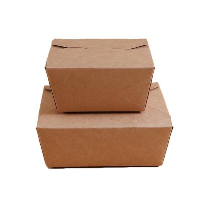 China Recycled Materials Fried Chicken Fruit Salad Fast Food Wrapping Paper Square Takeout Disposable Lunch Box for sale