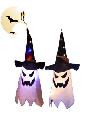 China Indoor Hanging Decoration Hat Shadow LED Lights Face Ghost Lighting Festival Horror Party Bar Halloween Decorations for sale