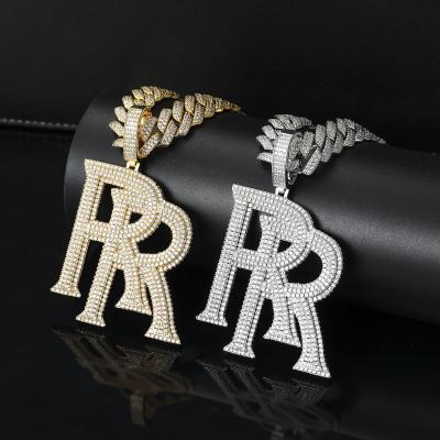 China Double Matched R Rolls Royce Logo Letter Pendant Necklace RoddyRich Custom Hip Hop Jewelry Mens Hip Hop Necklace for sale