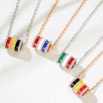 China Office/Colourful Enamel Necklace Design S925 Fashionable Women's Jewelry Chain Original Silver Size Rose Gold Plated Female Small Pretty for sale