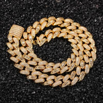 China Wholesale Men's New Zircon Necklaces Hip Hop Hip Hop Square And Round Zircon Splicing Cuban Link Chain Trendy Personalized Necklaces for sale