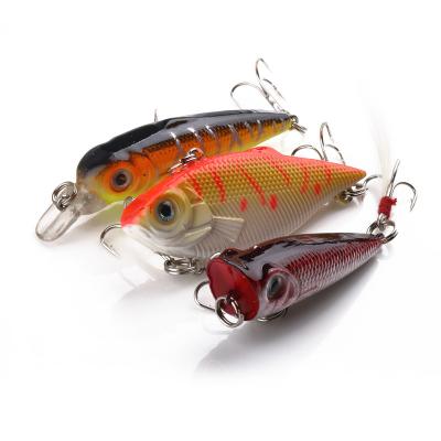 China Plasstic Fishing Lure Set Popper Minnow VIB Combination Boxed Bait 3PCS/BOX for sale