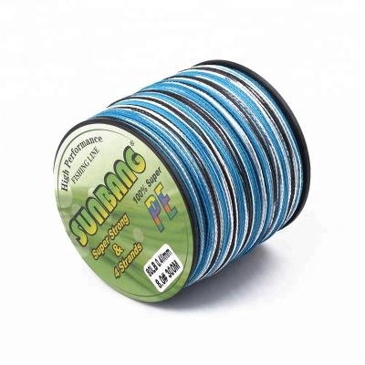 China High Strength Sink Tip Float Locator Resist Abrasion 300m PE 4 Wire Braided 2 Color Fishing Line for sale