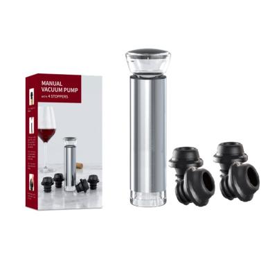 China Amazon Nice Stainless Steel Wine Compressor Saver Premium Sustainable Preserver Kit Includes Vacuum Pump and 4 Leakproof Bottle Stoppers for sale