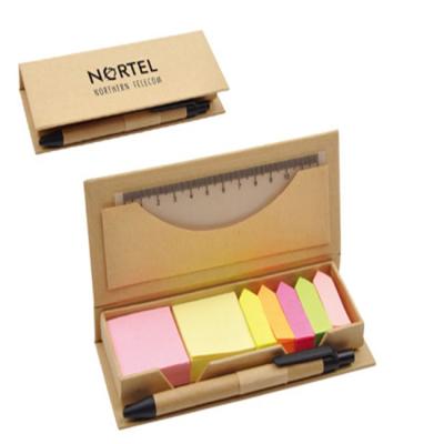 China Creative Recycled Self Adhesive Custom Notes Sticky Memo Pad with Pen and Ruler for sale