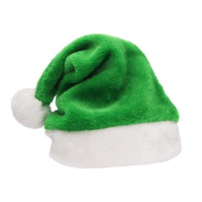 China Eco-Friendly Merry Christmas New Year Eco-Friendly Holiday Party Supplies Unisex Red Green White Short Plush Santa Hat For Adults for sale