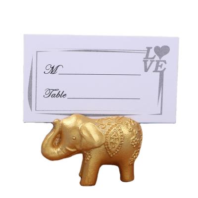 China Resin Wedding Decoration Favor Silver and Gold Elephant Wedding Place Card Holder for sale