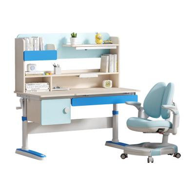 China Skycity Modern Kids Study Table And Chair Height Adjustable Ergonomic Writing Kids Study Desk Wooden Blue for sale