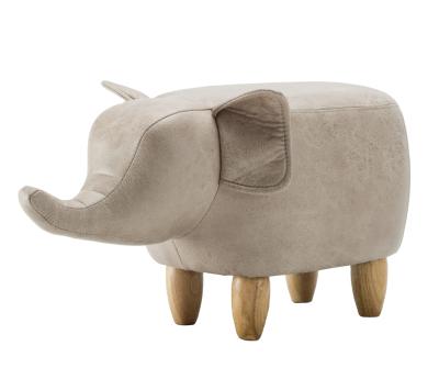 China Elephant Kid's Ottoman Solid Wooden Kids Mini Stool Small Padded Footrest for Kids and Home Decor for sale